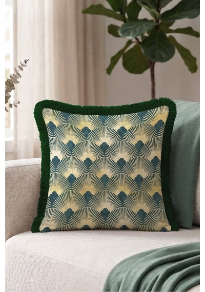 Art Deco Yelpaze Desen Saçaklı Yastık Kılıfı-geometrik Vintage Modern Siyah Püsküllü Kırlent Kılıfı Serin Rota Opal Art Deco Yelpaze Desen Saçaklı Yastık Kılıfı-geometrik Vintage Modern Siyah Püsküllü Kırlent Kılıfı Serin Rota Opal