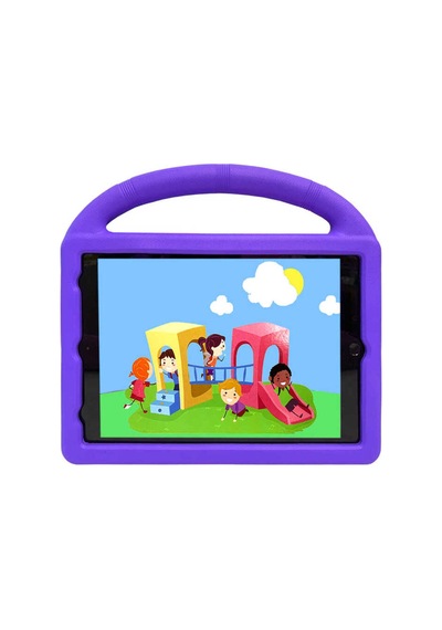 İpad 10.2 9.nesil Uyumlu Nxxa Wheel Car Tekerlek Standlı Tablet Eva Silikon Kılıf-mor Arka Kapak