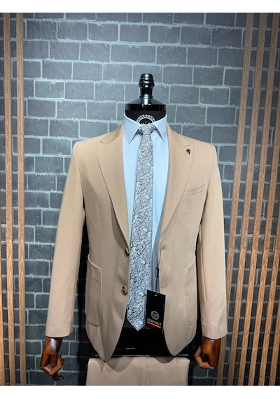 Dupont Classics Dupont Slim Fit Sivri Yaka 6 Drop Çift Yırtmaç Torba Cep 2'li Takım Elbise Bej-altın Bej Dupont Classics Dupont Slim Fit Sivri Yaka 6 Drop Çift Yırtmaç Torba Cep 2'li Takım Elbise Bej-altın Bej