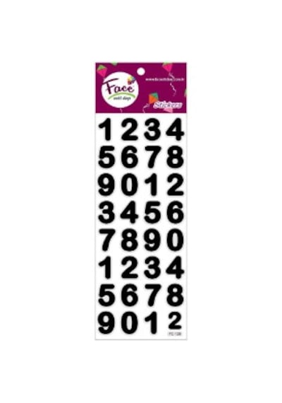 Face Sticker Rakam 2 Cm Siyah