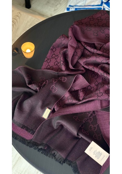 Miorel Scarfs İnce Kumaş G Desen Pamuklu Şal Yün İpek Şal 4 Mevsim Çift Taraflı Mürdüm