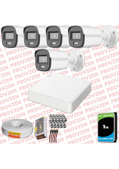 Provzen Hikvision Colorvu Full Hd 5 Kameralı Gece Renkli Güvenlik Kamerası Olay Anında Bildirim
