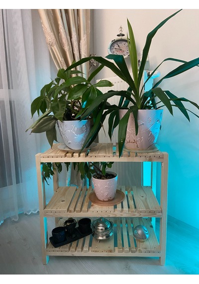Çağlaa-design Doğal 3 Katlı 60 60 30 Cm Ahşap Dekoratif Çiçeklik-