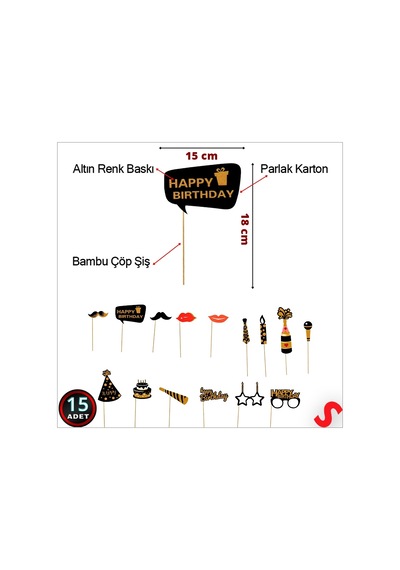 Happy Birthday Konuşma Balonu Seti, 15 Parça 0-99