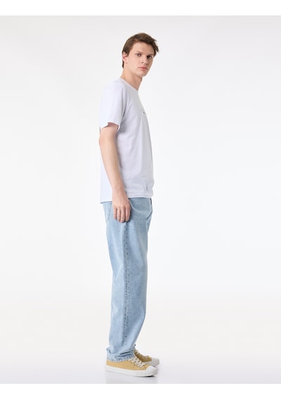 Koton Normal Bel Pamuklu Vintage Straight Fit Jean Pantolon Orta İndigo 6sam40024nd