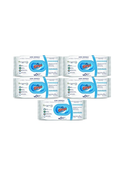 Bingo Clean Yüzey Temizlik Havlusu 96 Yaprak Beyaz Sabun 5 Li