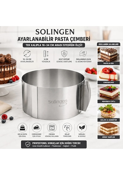 Lb Ayarlanabilir Metal Kek Kalıp 16-34cm Çok Renkli