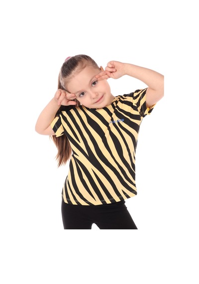 Toontoy Kids Toontoy Kız Çocuk Baskılı Tişört Koyu Sarı