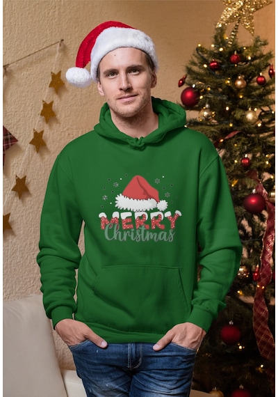 Stil X Yeni Yıl Baskılı Erkek Sweatshırt, Chrıstmas Temalı Yeşil-3