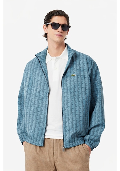 Lacoste Relaxed Fit Monogram Jacket Classic Fit Dik Yaka Logolu Sweatshirt Ceket Mavi Mavi