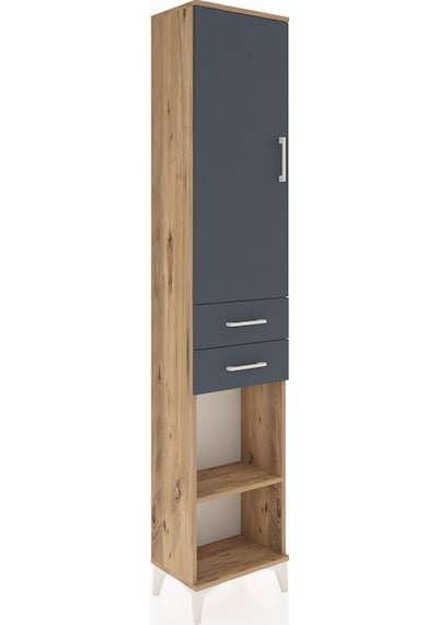 Arges Dolap 3 Raflı 2 Çekmeceli Tek Askılı 44x30x221 Çam-antrasit Atlas Çam