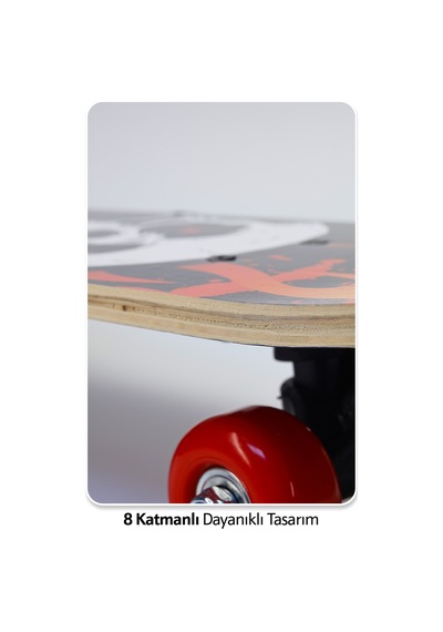 Orta Boy Kaykay 60 Cm 8 Katmanlı Canlı Desenli Kemik Teker Kaymaz Skateboard 2406 Gri