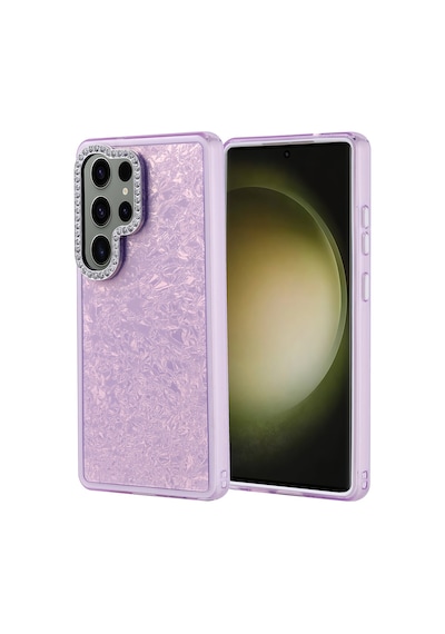 Noktaks - Galaxy S25 Ultra Uyumlu Kılıf Taşlı Tasarımlı Koruyucu Kapi Kapak - Lila - T36886