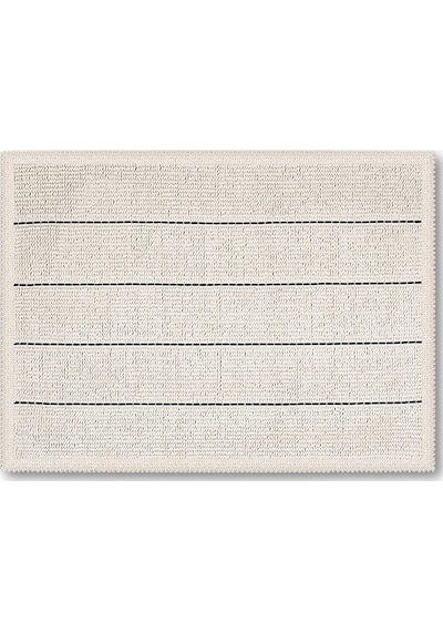 Bluenity Barı Doğal Pamuklu 2'li Banyo Kilim Seti 60x90+40x60 Cm - Ekru/siyah Çizgili Ekru