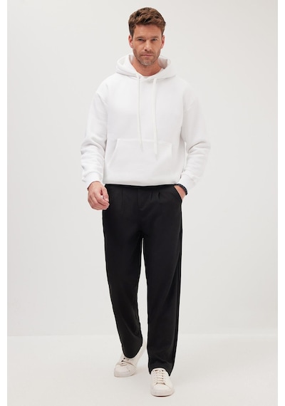 Tudors Erkek Regular Fit Klasik Kesim Normal Bel Geniş Paça Siyah Pantolon-40339 Siyah