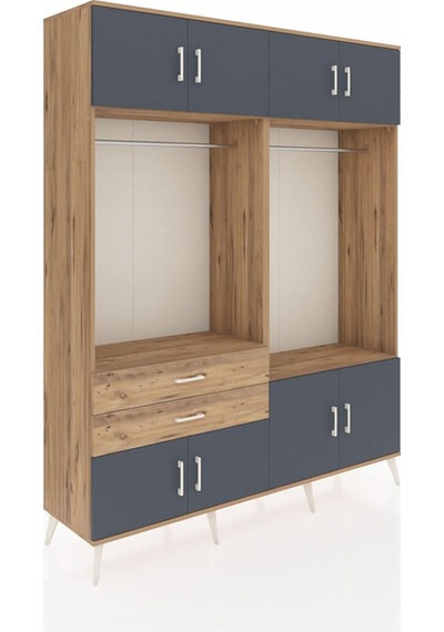 Hyperion Gardrop 7 Raflı 2 Çekmeceli 2 Askılı 176x44x221 Çam-antrasit/çam Antrasit/çam Hyperion Gardrop 7 Raflı 2 Çekmeceli 2 Askılı 176x44x221 Çam-antrasit/çam Antrasit/çam