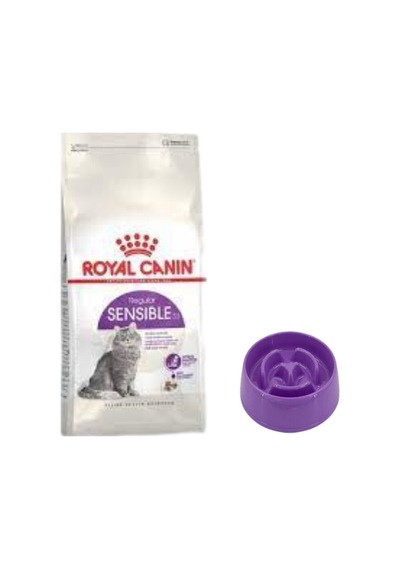 Royal Canin Sensible 33 Sindirim Hassasiyetli Yetişkin Kedi Maması 4 Kg,yavaş Yeme Mama Kabı 175 Ml.