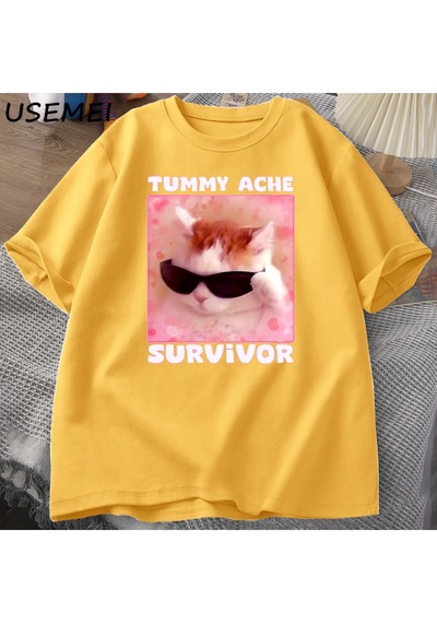 Flood Of Style Komik Kedi T-shirt Sarı