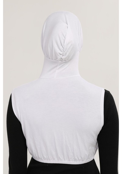 Altobeh Sıfır Kollu Boyunluklu Boneli Yarım Body Beyaz Çok Renkli