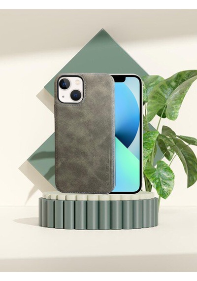 Juno Apple Uyumlu iPhone Hakiki Deri Koruyucu Kılıf 13 14 15 Gri