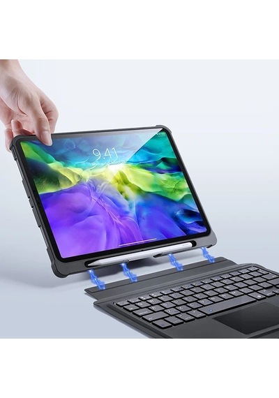 Dux Ducis Apple iPad Uyumlu 11 Pro 10.9 Kablosuz Bluetooth Klavye Touchpad Kılıf 2021-2020-2018- 5775