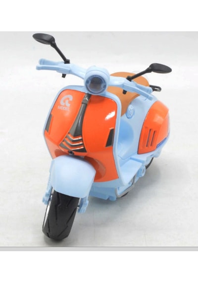 Vespa Motosiklet Çek Bırak Die-cast Vp Sesli Ve Işıklı 1:10 Ölçek 17cm Turuncu Çok Renkli