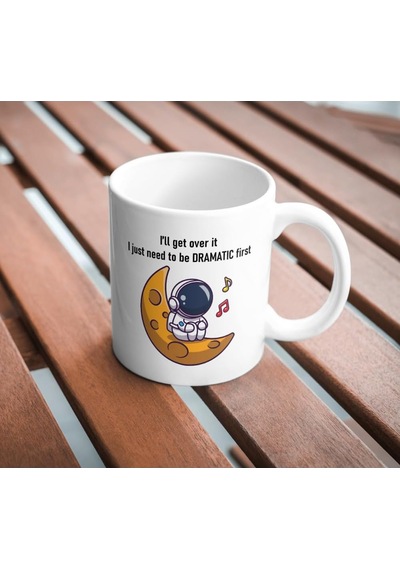 I'll Get Over It Astronot Baskılı Kupa Bardak Komik Yazılı Hediyelik Çay Kahve Kupası Coffee Mug Beyaz - Çok Renkli
