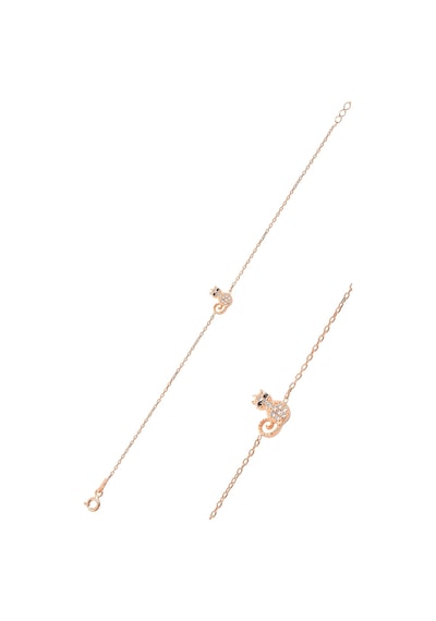 Gümüş Rose Zirkon Taşlı Kedi Bileklik