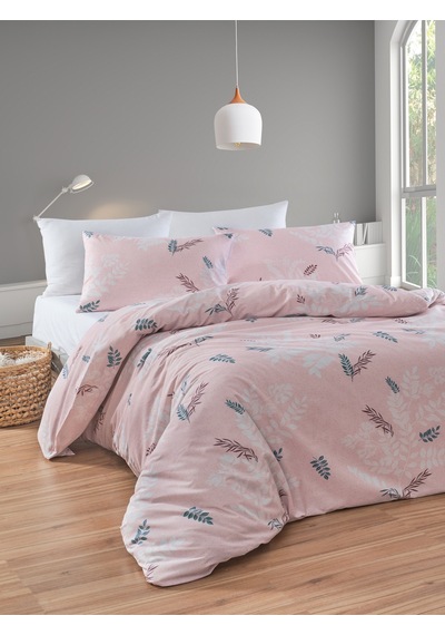 Çift Kişilik Pamuklu Nevresim Takımı 4 Parça Fiorerose Desen Pembe / Yumuşak Dokulu Pembe