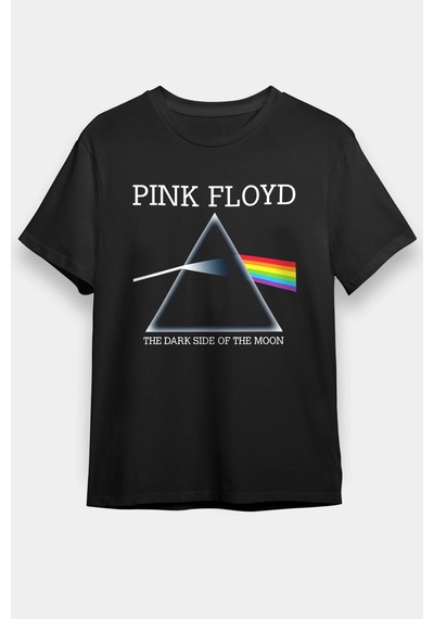 Startmore Adrift Pink Floyd Baskılı Unisex Beyaz Tişört Siyah