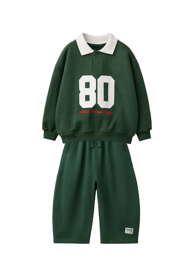Erkek Çocuk Polo Yaka Sweatshirt Ve Eşofman Altı Yeşil