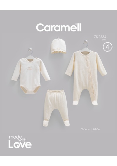 Caramell Fashion Girl Tulumlu 4'lü Set Ekru renkli