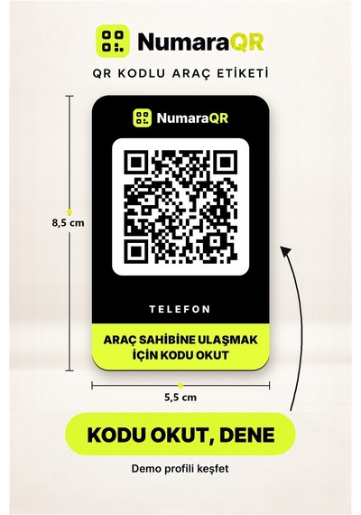 Qr Kodlu Numaratör Araç Ve Motosiklet İçin Qr Etiket Park Numaratörü 8,5x5,5 Cm Siyah Numaraqr