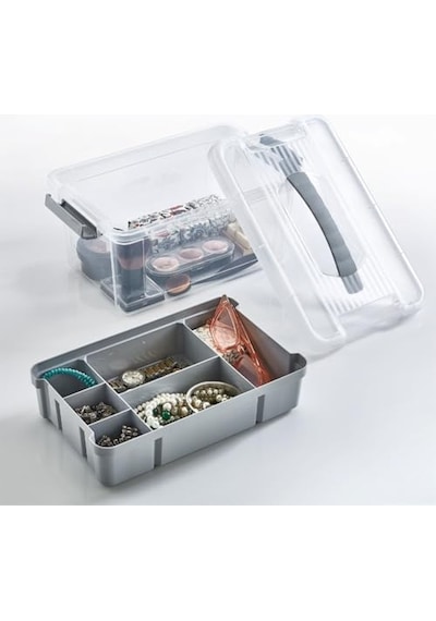 Bölmeli Ve Katlı Plastik Organizer Makyaj Düzenleyici Kilitli Takım Sandığı Organizer Kutu, Taşıma Kulplu Diğer