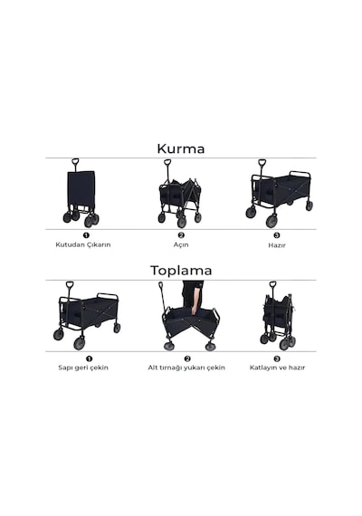 Katlanır Kamp Ve Plaj Arabası Büyük Kapasiteli Taşıma Vagonu