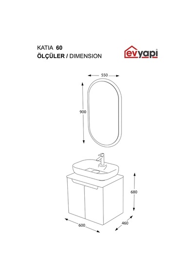 Biani Katia 60 Cm Banyo Dolabı Renk Mat Beyaz