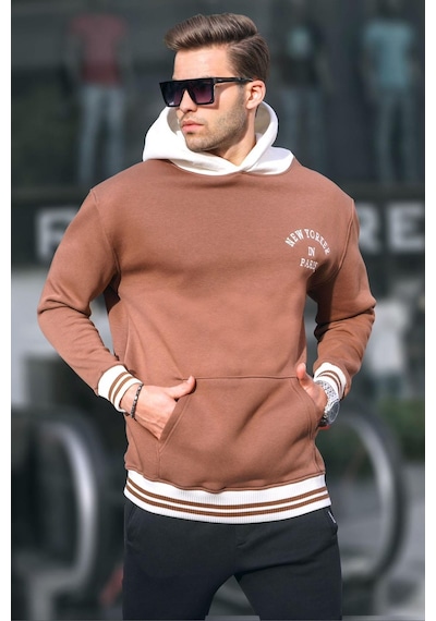 Madmext Kahverengi Oversize Kapüşonlu Sweatshirt 6139-kahverengi Kahverengi