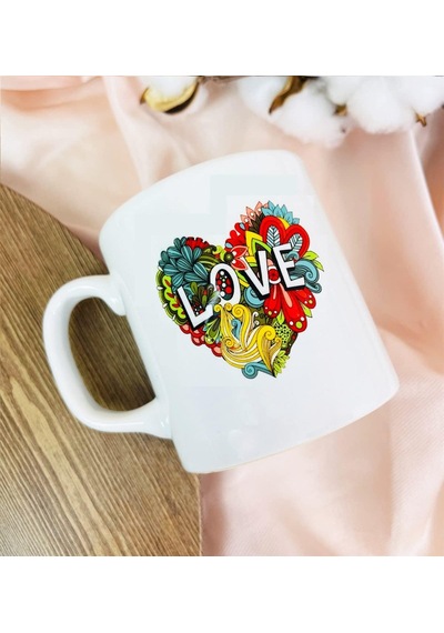 Love Kalp Tasarımlı Kupa Bardak Beyaz - Çok Renkli
