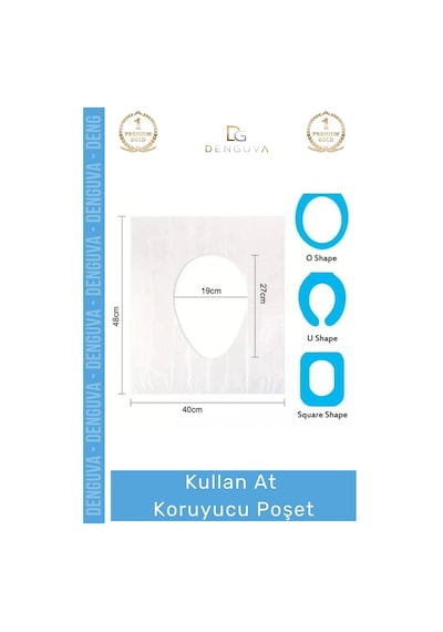 Klozetpoşeti Hijyenik Tek Kullanımlık Seyahat Tipi Koruyucu Pratik Steril Klozet Kapağı Poşeti 50 A Çok Renkli