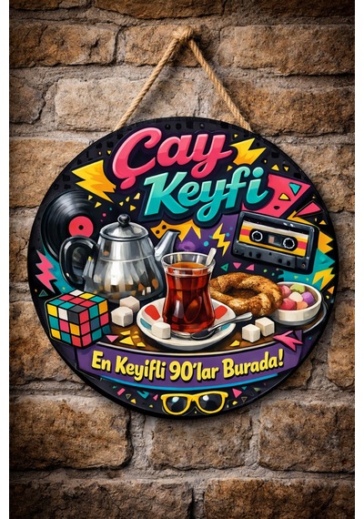 Mayeka Cafe Restoran İçin Çay Ocağı Duvar Kapı Tablo Süsü Ahşap Askılı Pano Tabela No 63
