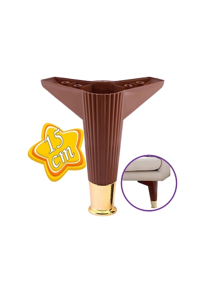 Golden Ayak 15 Cm Kahve Altın Gold Mobilya Kanepe Sehpa Ünite Koltuk Ayağı Baza Ayak Ayakları