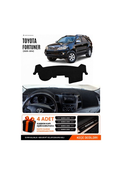 Toyota Fortuner 2005-2014 Uyumlu Torpido Koruma, Torpido Örtüsü, Torpido Kılıfı - Siyah