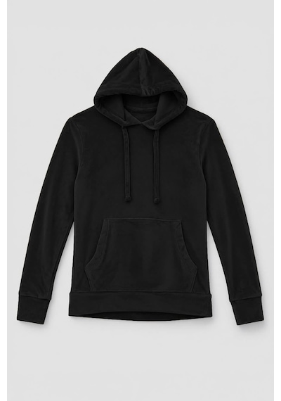 Markapia Kadın Kapüşonlu Cepli Yumuşak Kadife Dokulu Sweatshirt SiYAH