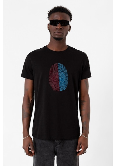 Bordo Mavi Parmak İzi Siyah Erkek Tshirt 001