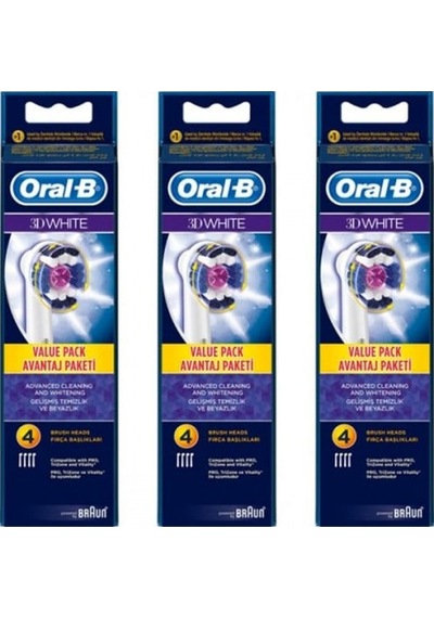 Oral-B 3D White Elektrikli Diş Fırçası Yedek Başlığı 3 x 4'lü