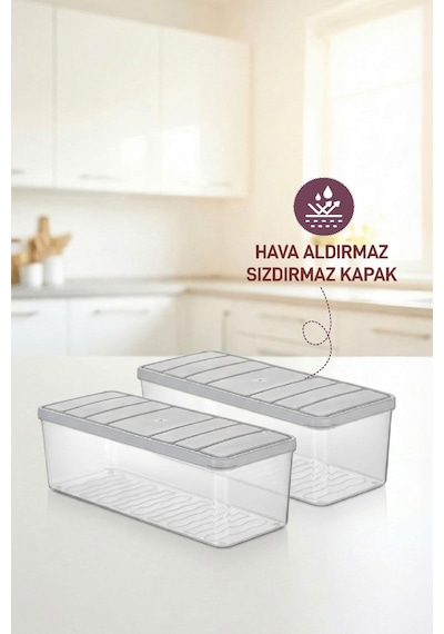 Selka Home 2 Adet 2 Lt. Nora Organizer Buzdolabı Buzluk Düzenleyici Saklama Kabı
