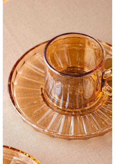 Emsan Muhabbet Amber 6'lı Cam Kahve Fincanı 100 Ml Amber