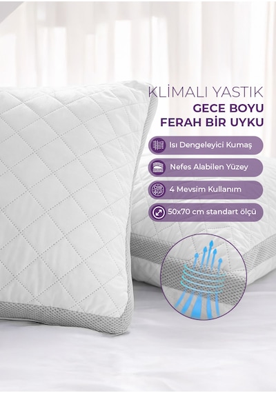 Klimalı Silikon Yastık 800 Gram - Daycool Serisi Beyaz