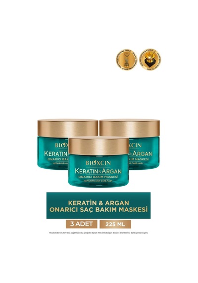 Bioxcin Keratin & Argan Onarıcı Bakım Maskesi 225 Ml 3 Adet