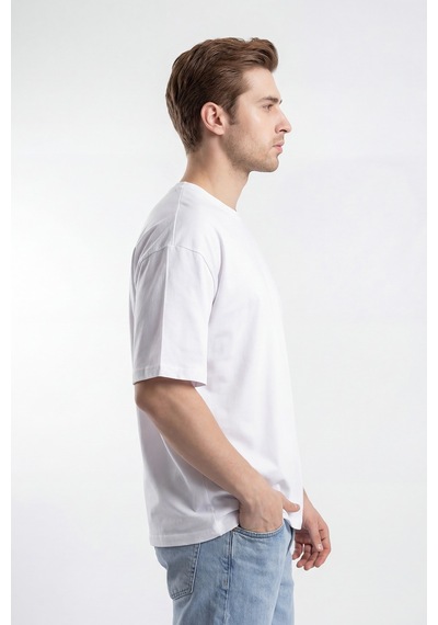 Monox Oversize Unisex 3'lü T-shirt Pamuk Rahat Kesim Beyaz